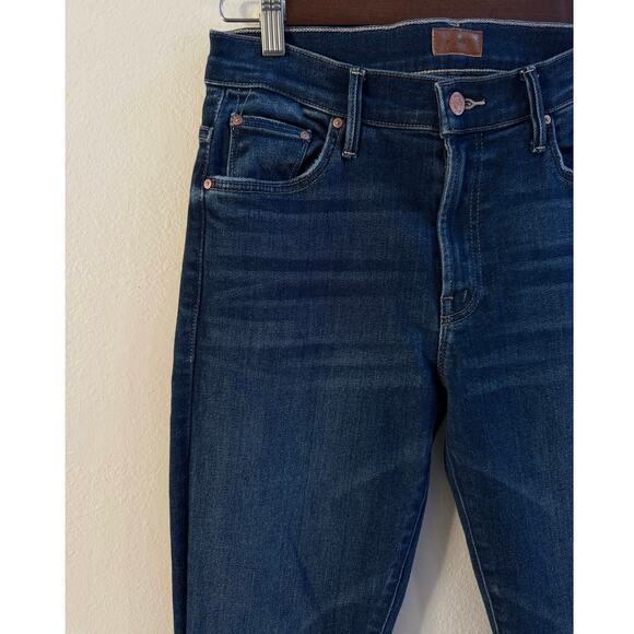 MOTHER Insider Ankle Fray Sweet Lime Dark Wash Cropped Jeans size 28 EUC - Picture 7 of 14